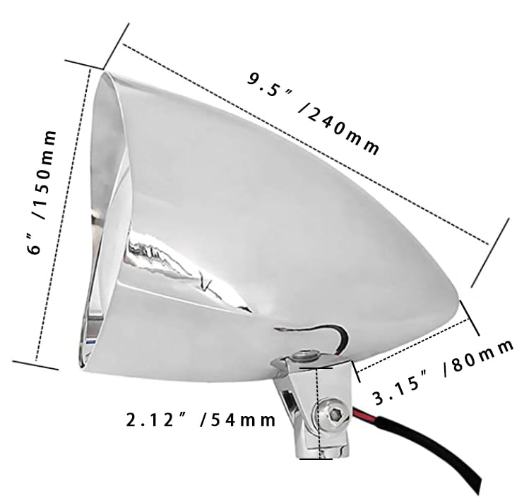 FATECIM 5.75" LED Motorcycle Headlights w/Aluminum Visor Clear Lens 5 3/4 inch Bullet Vintage Lamp for Harley Sportster Dyna Softail Bobber Chopper Honda Yamaha Suzuki Kawasaki Custom Chrome - Image 2